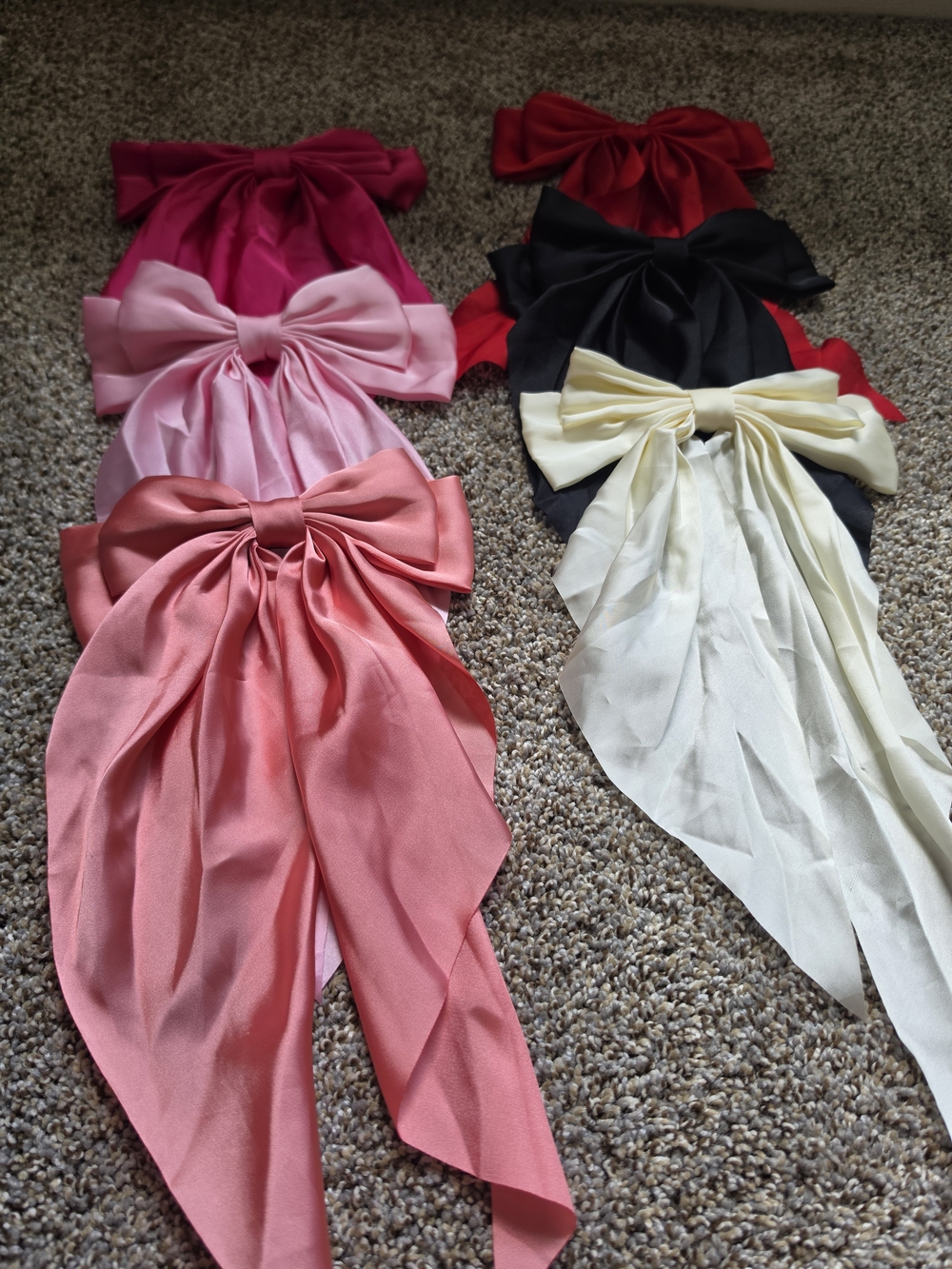 Satin Oversized Bow Hair Tie - Assorted Colors (6)